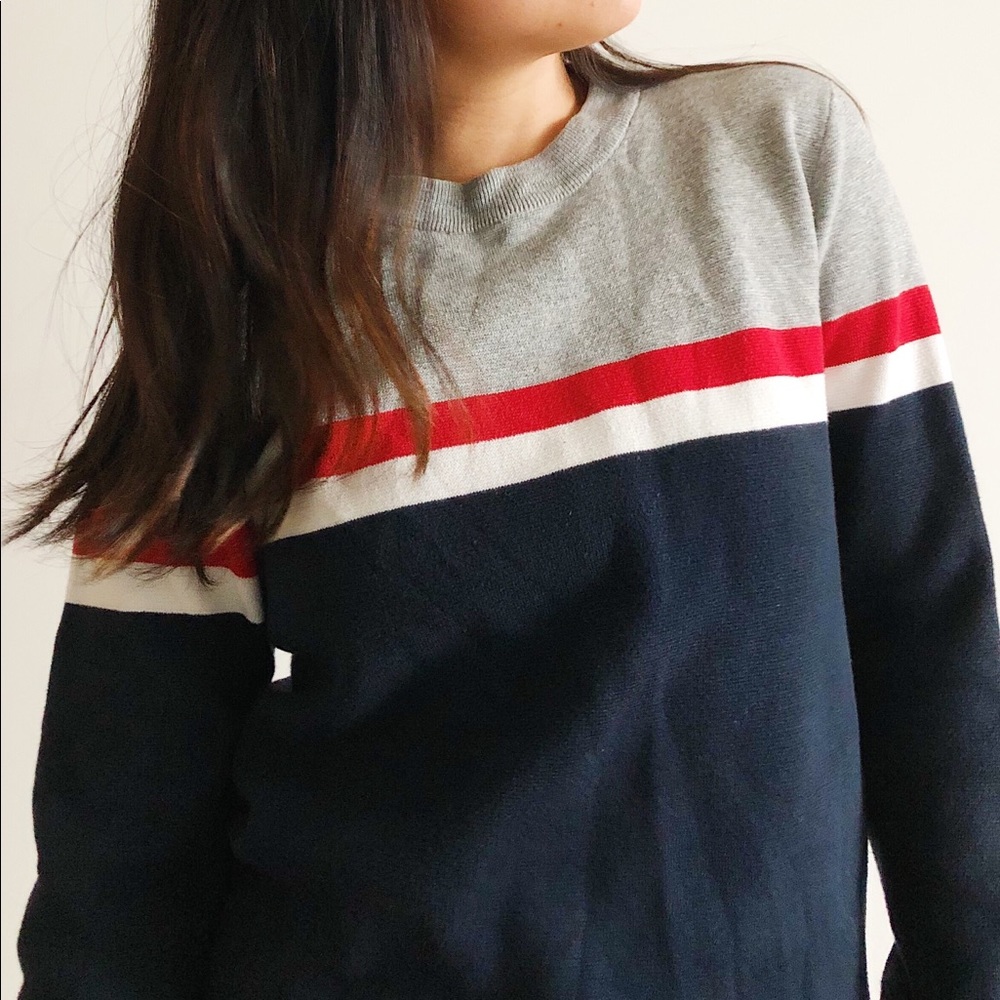 h&m colorblock crew sweater